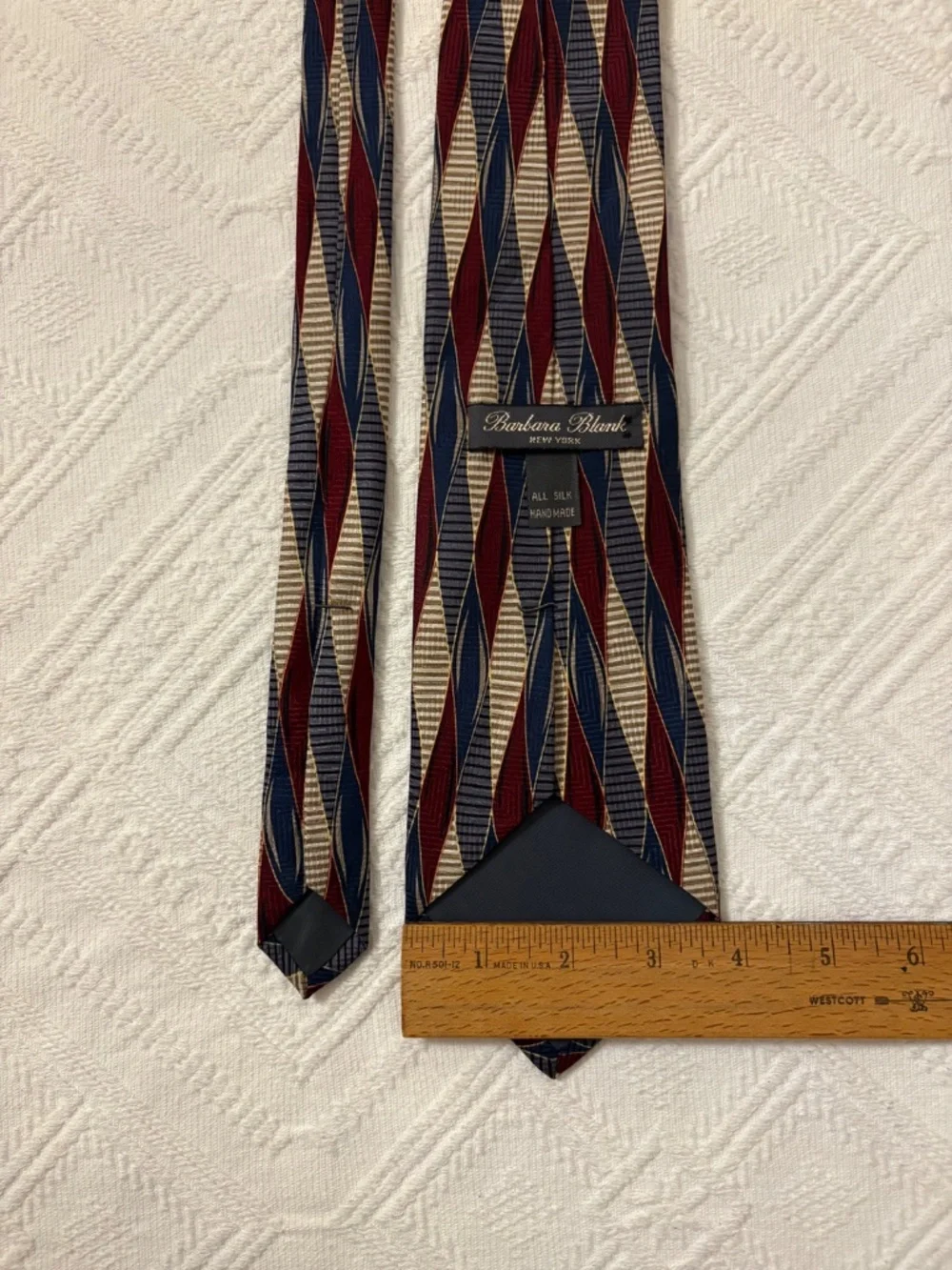 Vintage Barbara Blank New York 100% Silk Geometric Art Deco Necktie